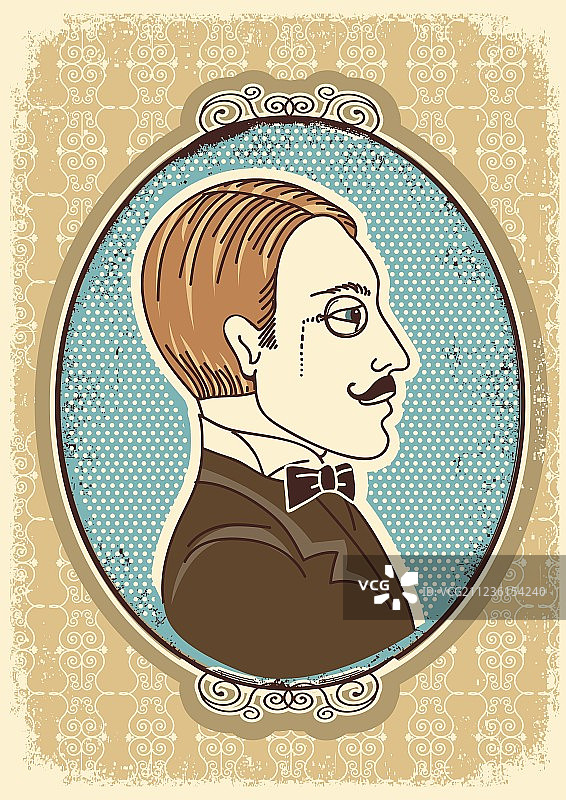 复古维多利亚风格肖像画框图片素材