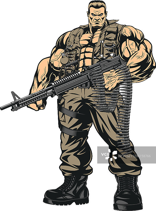 强壮的武装士兵图片素材