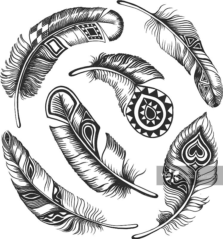 黑色羽毛圆形装饰图片素材