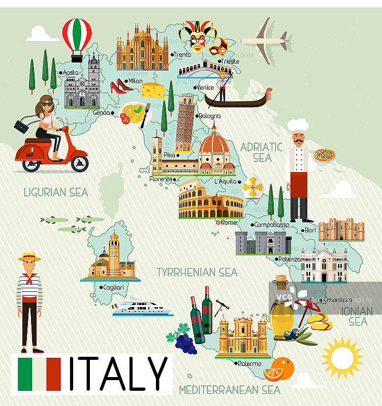 意大利旅游地图图片素材