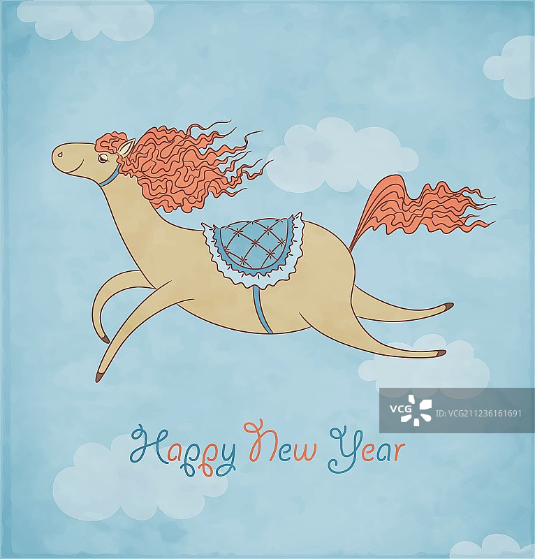 圣诞卡片上的马图片素材