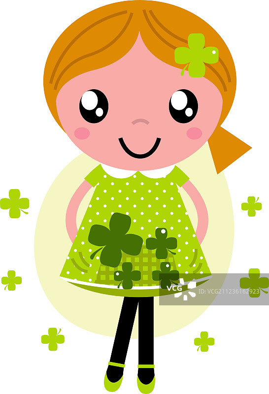 庆祝圣帕特里克节的可爱红发小女孩图片素材