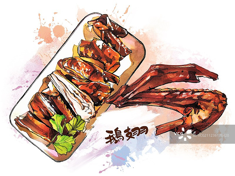 广东粤菜 潮汕狮头鹅 美食手绘菜单 鹅肉鸭肉鹅翅鸭翅鸡翅套餐图片素材