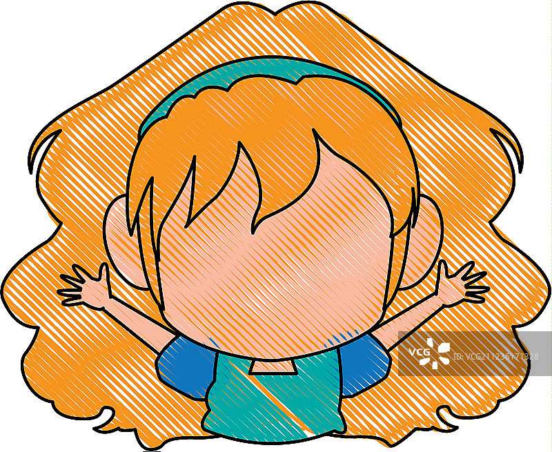 漫画动漫女孩Q版轮廓图片素材