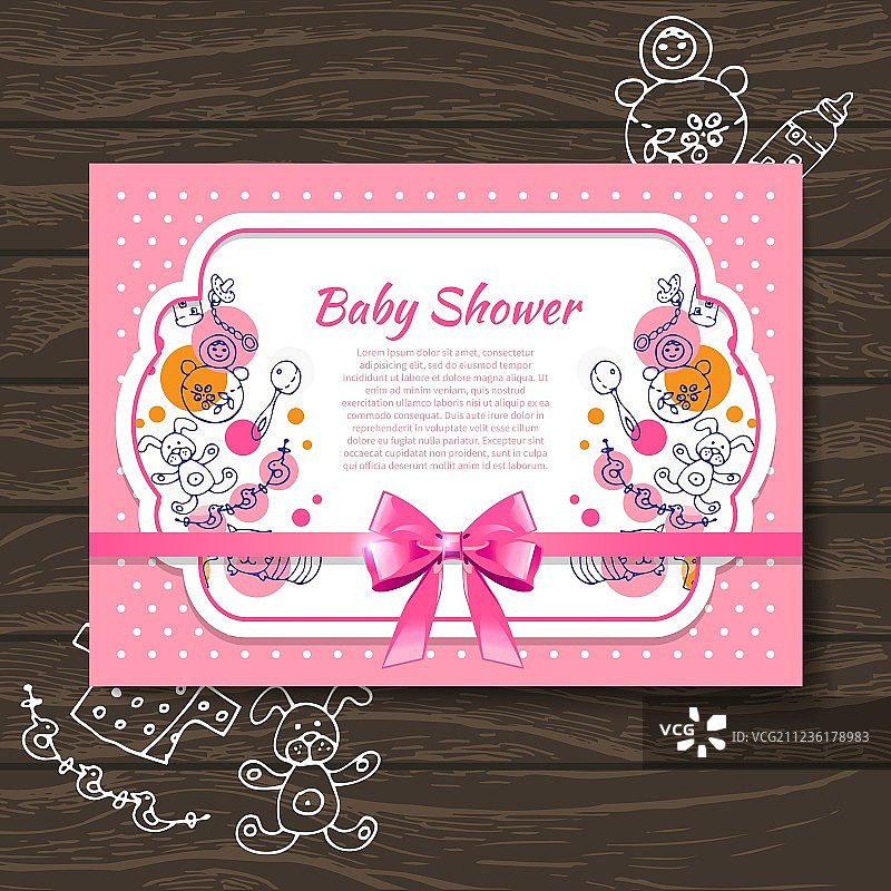 温馨的迎婴派对邀请函图片素材