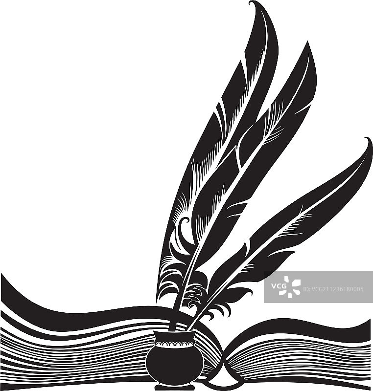 书和羽毛图片素材