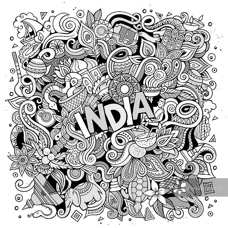 卡通手绘印度涂鸦图片素材