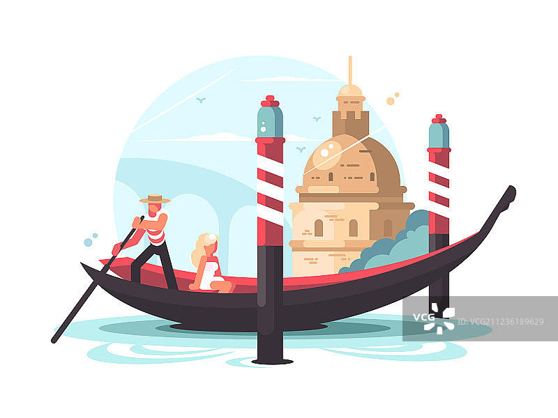 船夫在贡多拉上运送女人图片素材