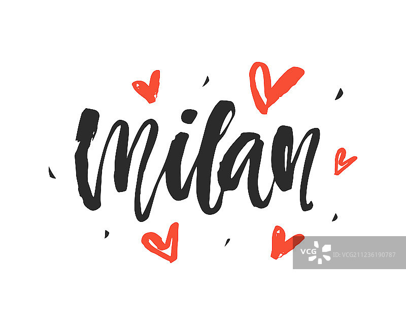 米兰现代城市手写笔刷字图片素材