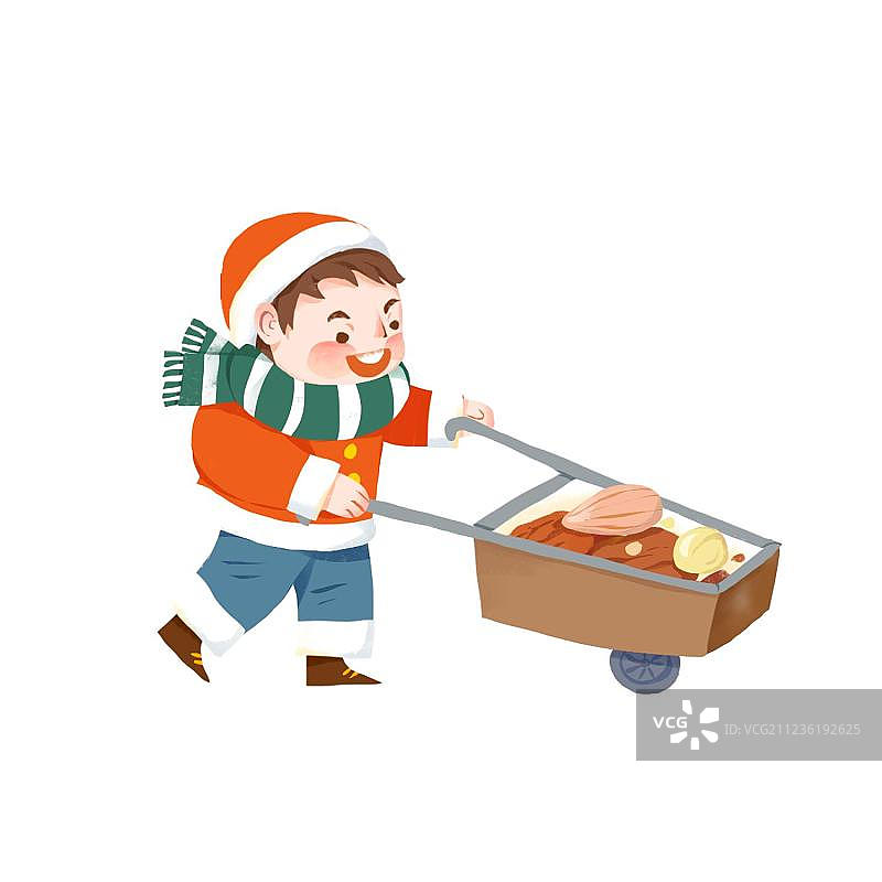 搬运坚果的男孩图片素材