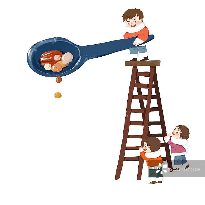 举着勺子的小孩图片素材