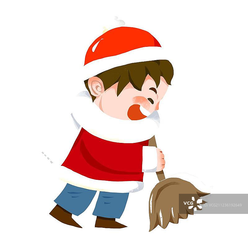 扫地的男孩图片素材