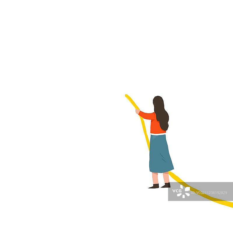 浇水的女孩图片素材