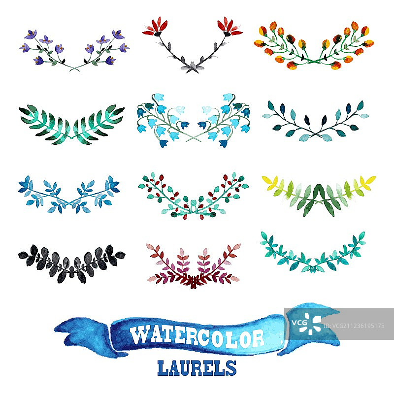 花卉月桂花环套装图片素材