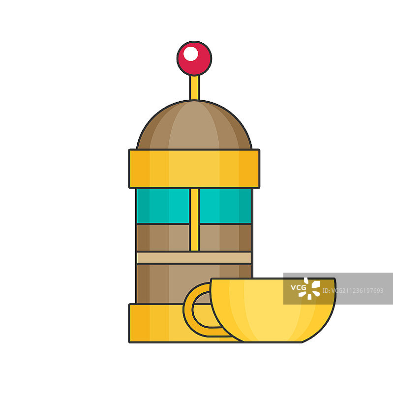 扁平风格法式滤压壶图片素材