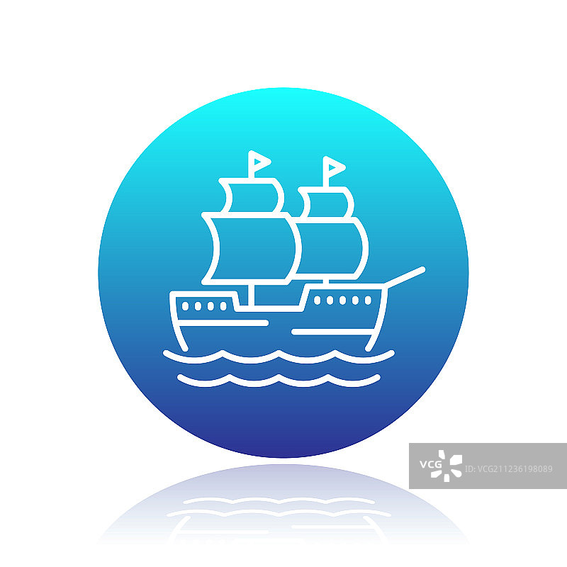 帆船线条图标图片素材
