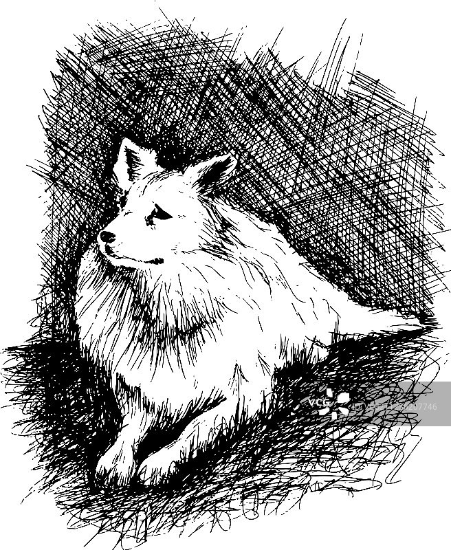 钢笔复古猎犬手绘雕刻风格的狗图片素材