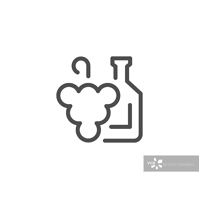 葡萄酒酿造线性图标图片素材