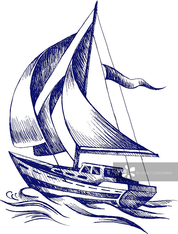 带旗帜的帆船图片素材