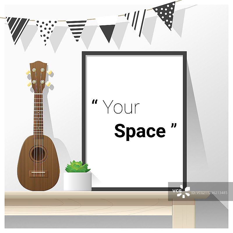 带空画框的室内海报样机图片素材