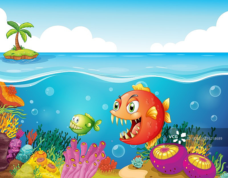 色彩斑斓的珊瑚礁和鱼群图片素材