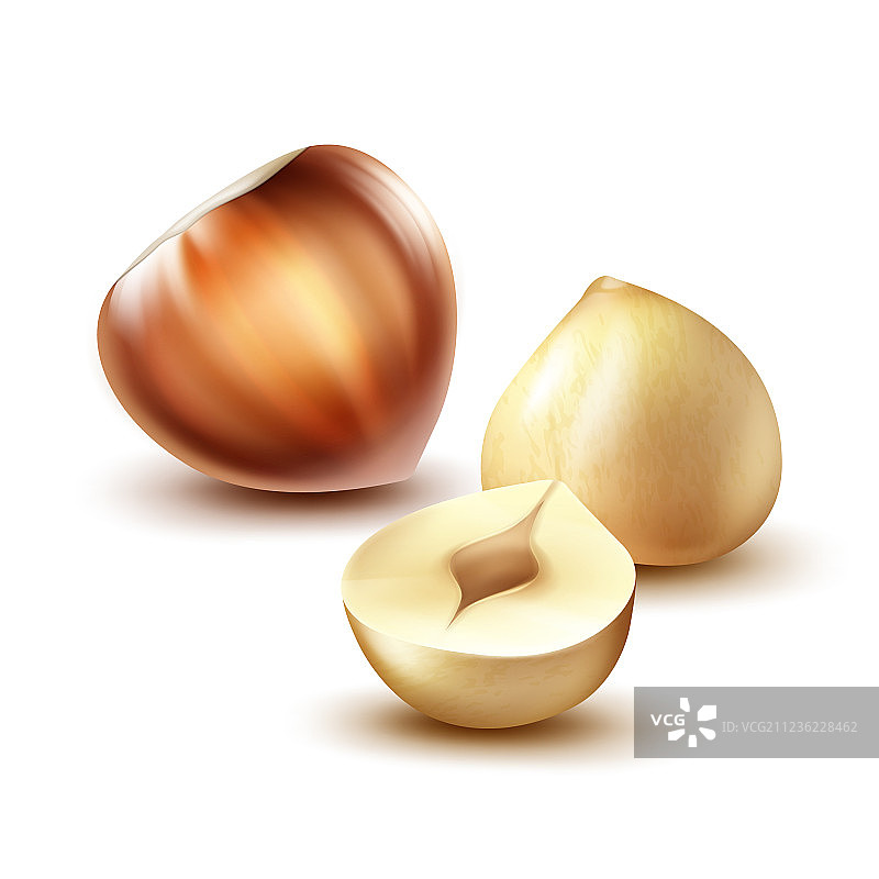 完整和切开的榛子图片素材