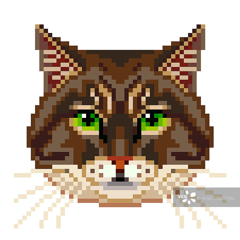 像素风格西伯利亚猫脸图片素材