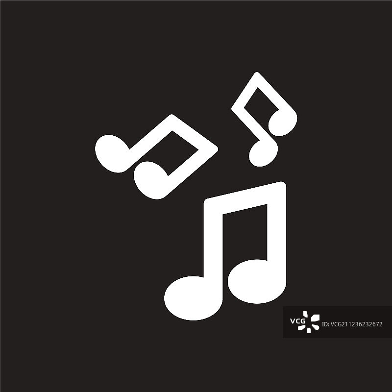 黑色背景上的白色音符图标图片素材