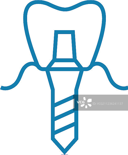 牙科假体线性图标概念图片素材