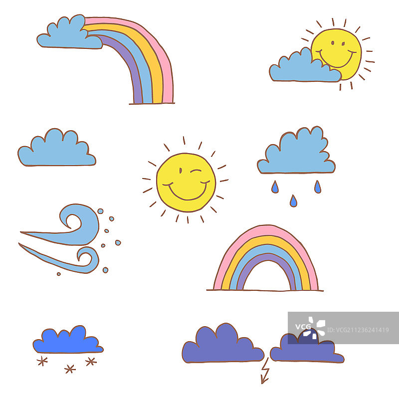 儿童画天气元素图片素材