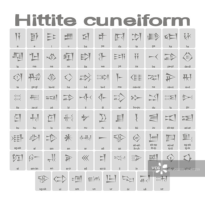 带有赫梯楔形文字的单色图标图片素材