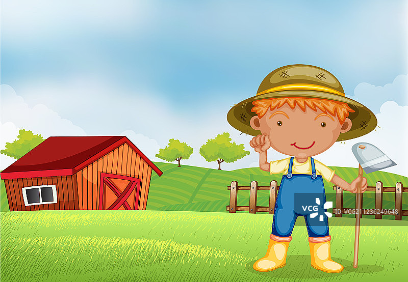 农民拿着锄头图片素材