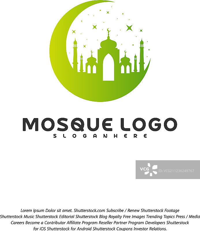 伊斯兰清真寺logo设计模板图片素材
