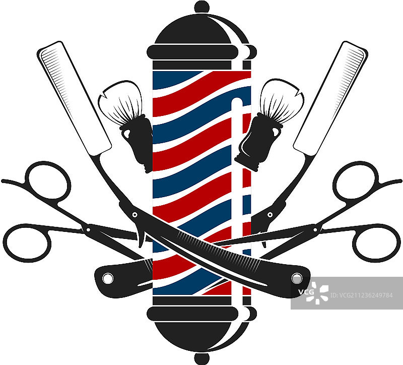 理发店剃刀和剪刀标志图片素材