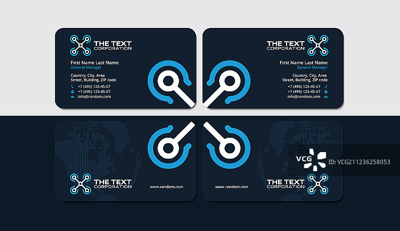 带有蓝色四轴飞行器的深色名片图片素材