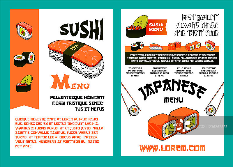 日式料理餐厅寿司菜单设计图片素材