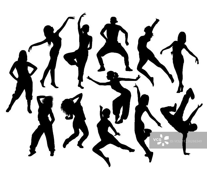 富有表现力的现代舞者剪影图片素材