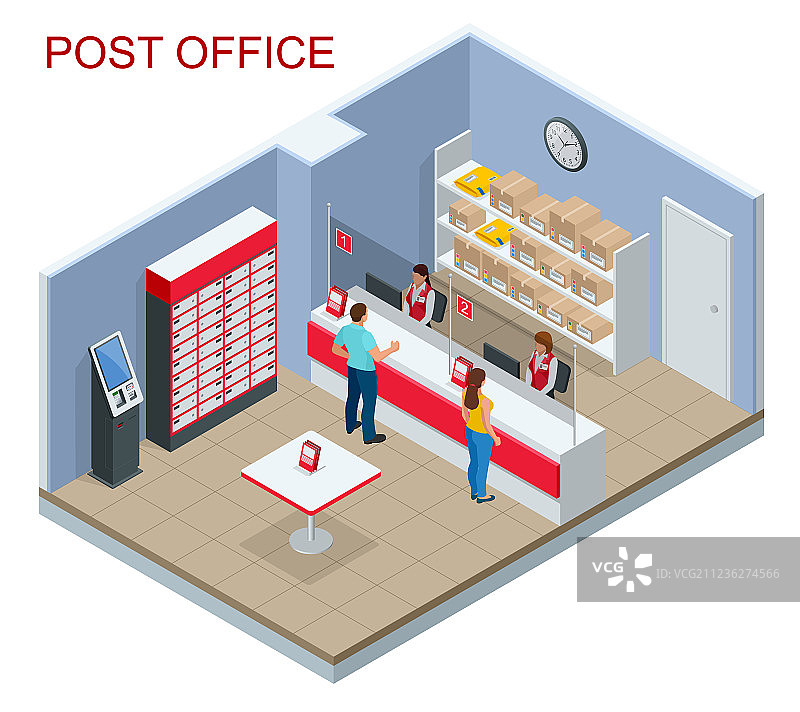 2.5D邮局概念：青年男女图片素材