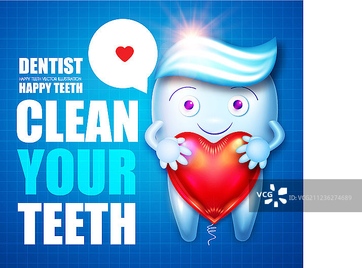 带有牙膏语音气泡的健康牙齿图片素材