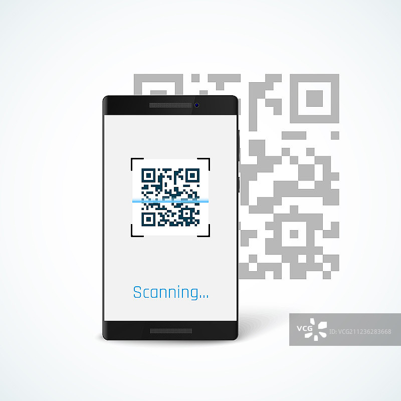 手机屏幕上显示扫描二维码的APP图片素材