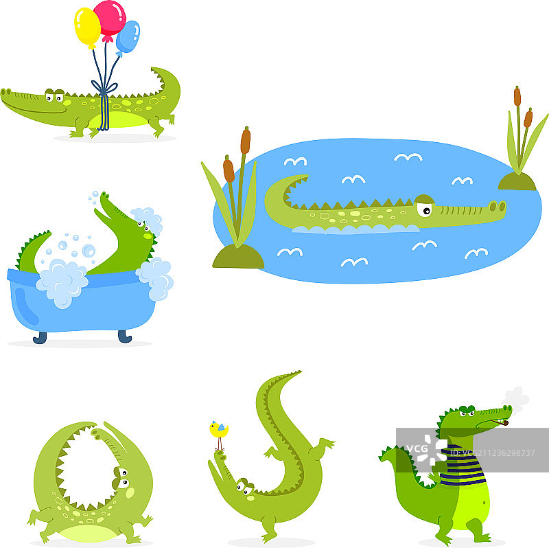 卡通绿色澳洲鳄鱼图片素材