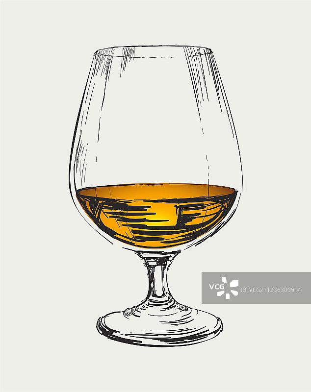 白兰地酒杯绘画图片素材