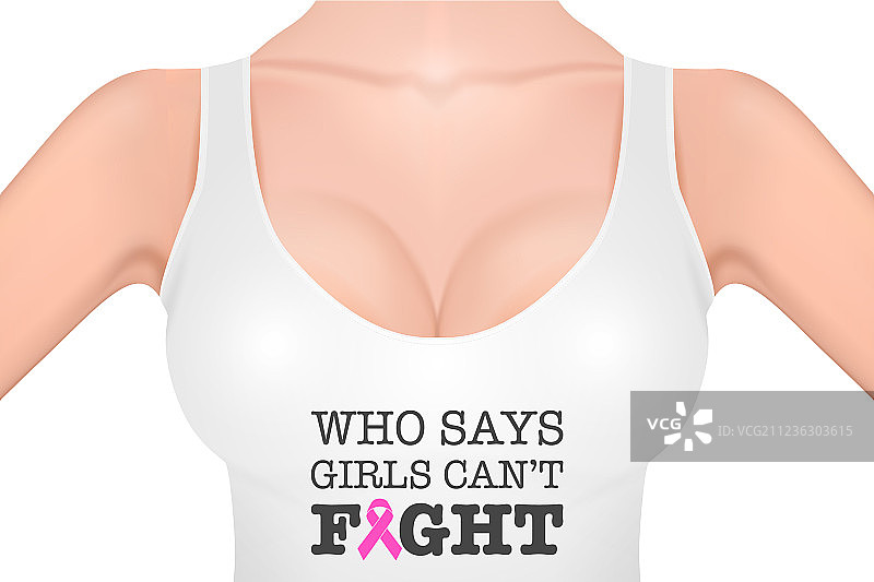 白色背心下的逼真女性胸部图片素材