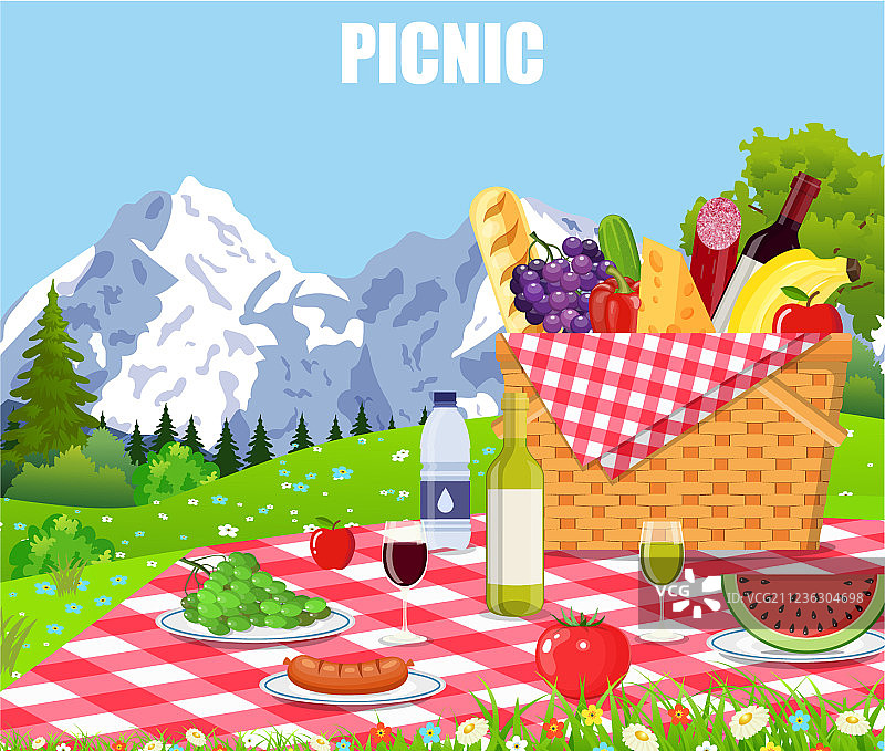 山间野餐图片素材