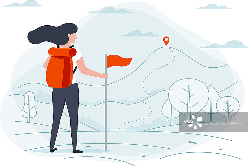 在公园、森林和山间露营的女孩图片素材