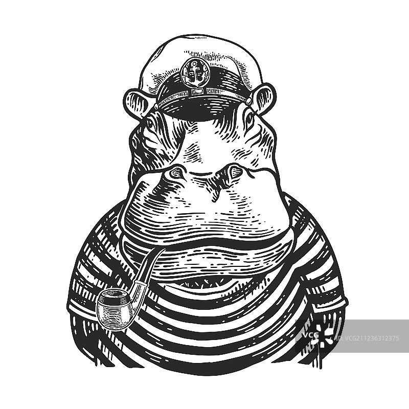 河马船长雕刻图片素材