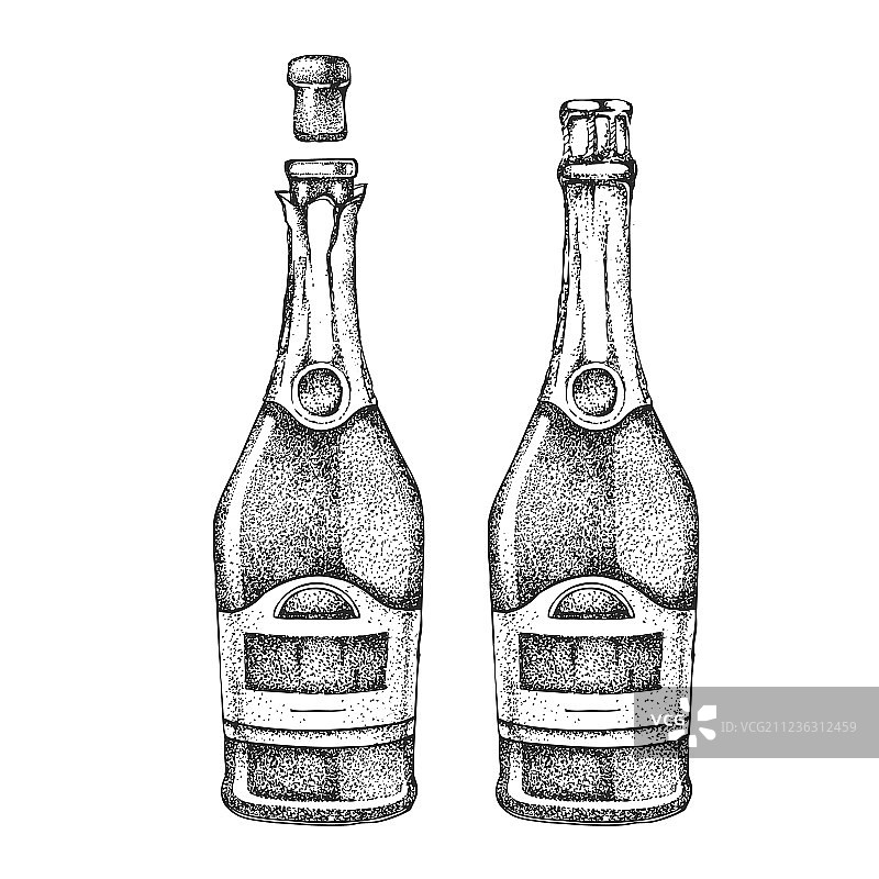 手绘香槟酒瓶图片素材