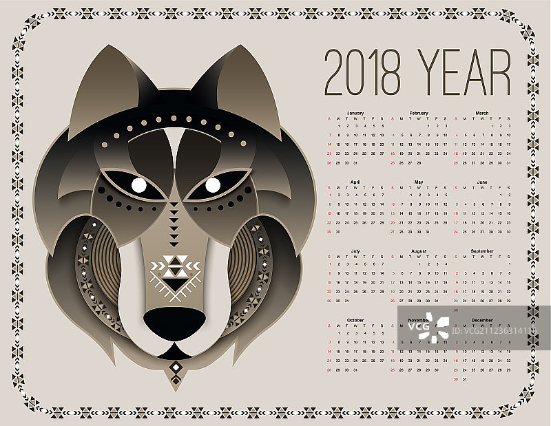 2018年狗日历图片素材