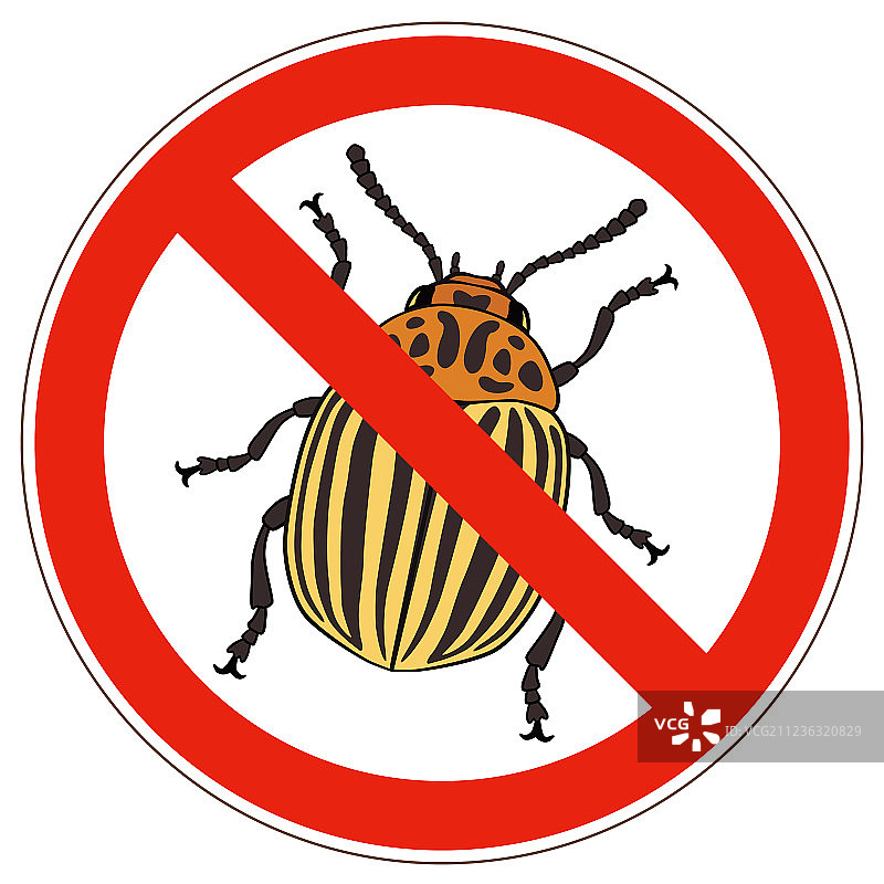 禁止科罗拉多马铃薯甲虫标志图片素材
