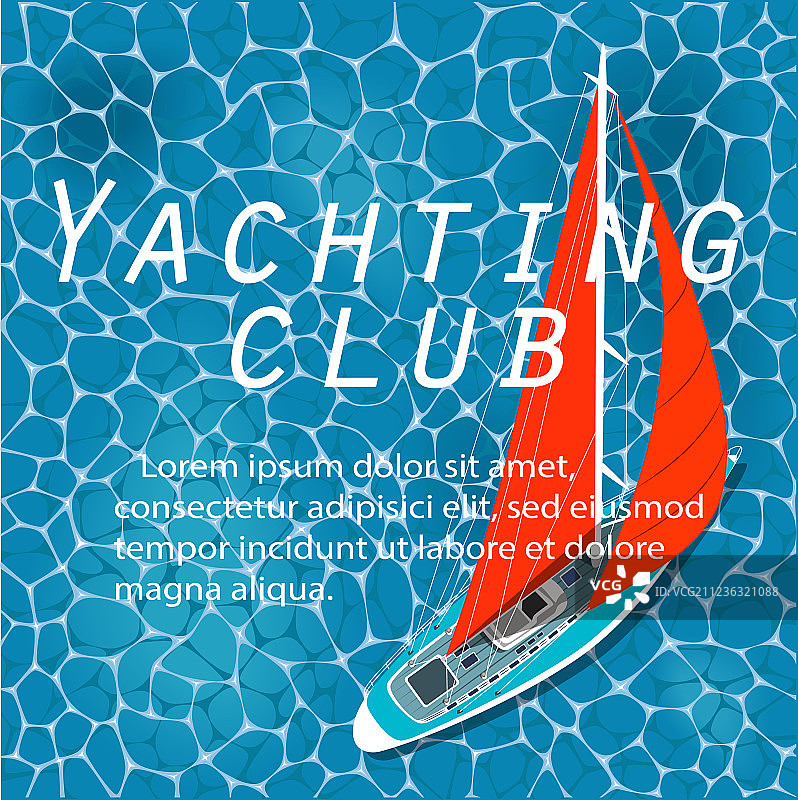 水面上的帆船顶视图图片素材